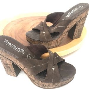 Toscanella Cork Leather Strap Sandals
